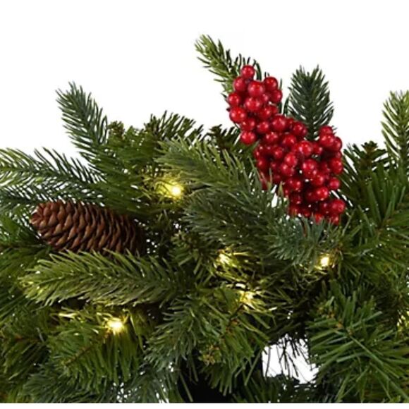 Bethlehem Lights Set of 2 14" Miniature Green Wreaths w/Microlights Clear NWT - Picture 5 of 5